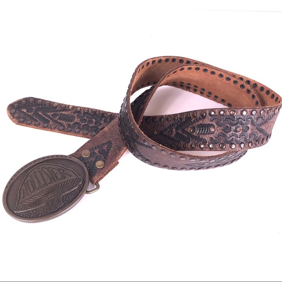 Hollister Accessories - Hollister Belt Leather Vintage Mushroom Buckle